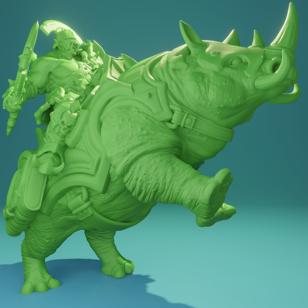 3D Printed Nafarrate Rhino Rider Orc Set Orcs Army 28 32 mm D&D (Online Only)