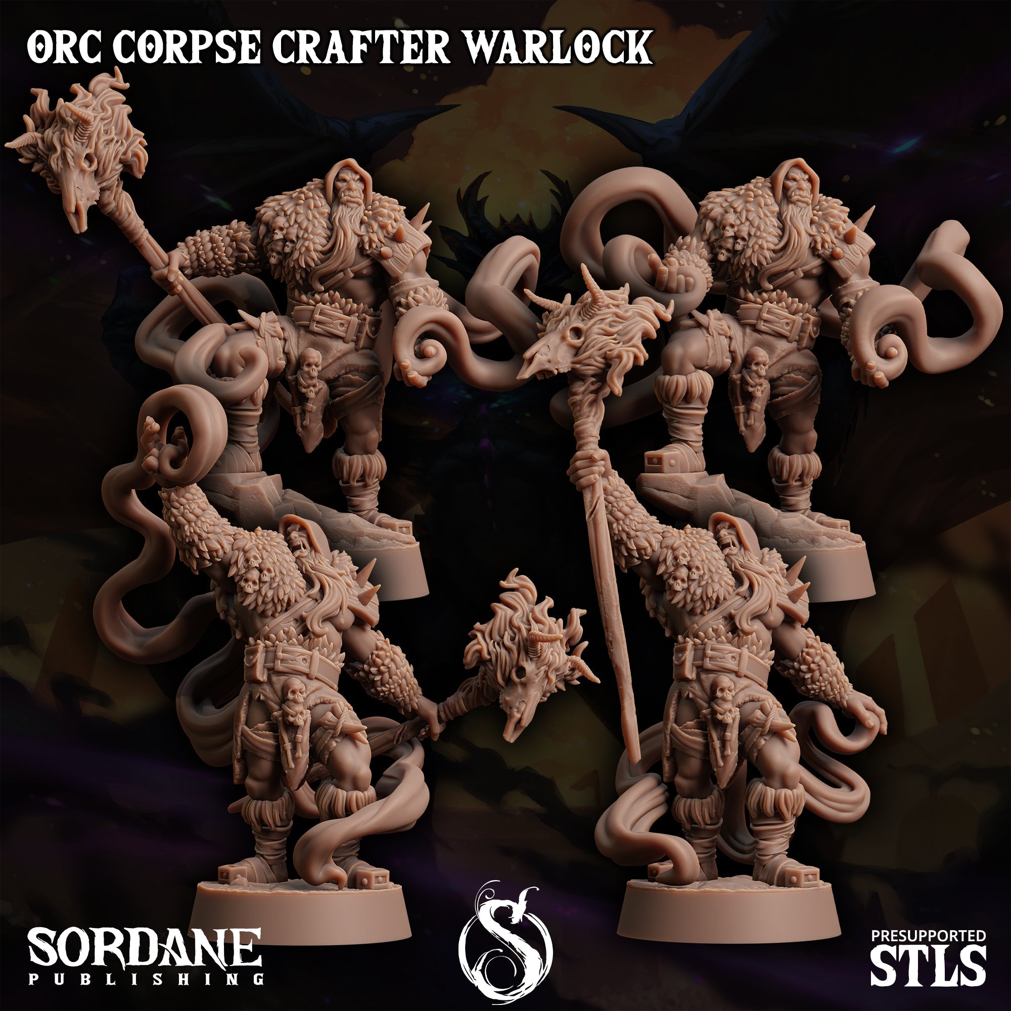 3D Printed Sordane Publishing Orc Corpse Crafter Warlock Monster Mayhem II 28 32mm D&D (Online Only)
