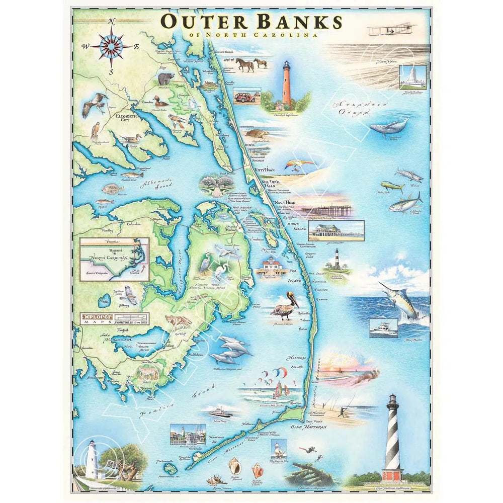 Outer Banks of North Carolina 1000 Piece Jigsaw Puzzle Xplorer Maps (ONLINE ORDER ONLY)