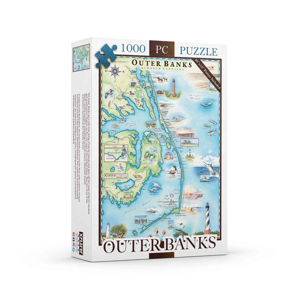 Outer Banks of North Carolina 1000 Piece Jigsaw Puzzle Xplorer Maps (ONLINE ORDER ONLY)