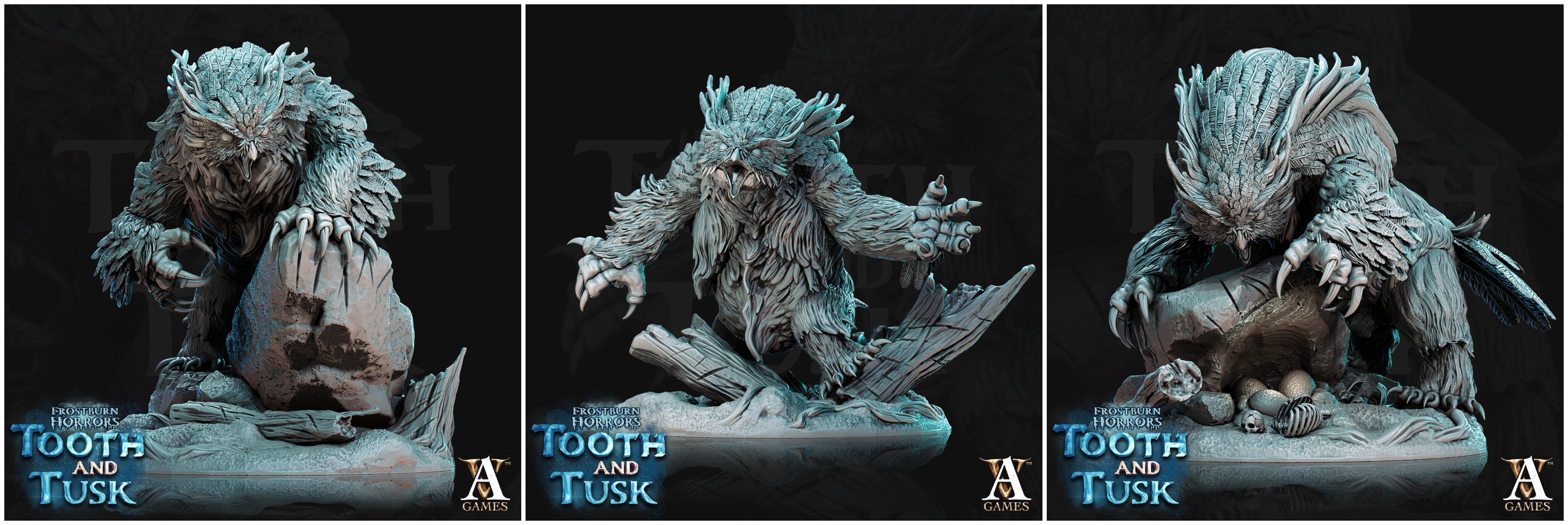 3D Printed Archvillain Games Frostburn Horrors Tooth and Tusk - Owlbears 28mm 32mm D&D (Online Only)