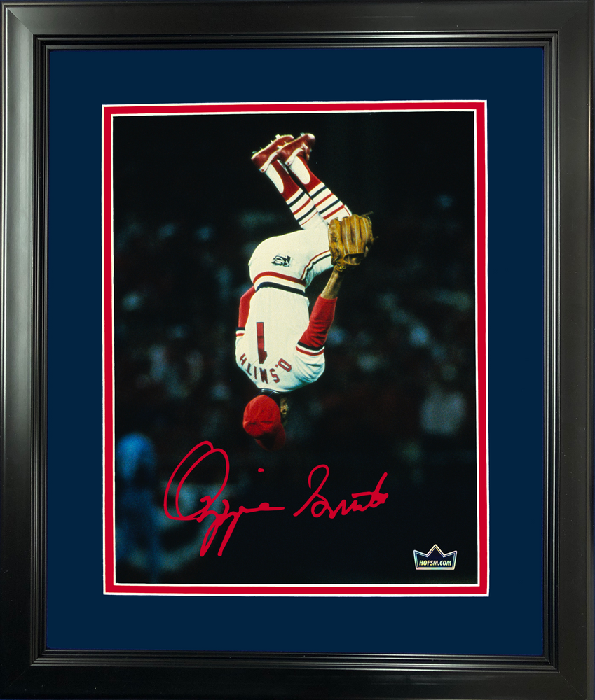 Framed Ozzie Smith Backflip St. Louis Cardinals Facsimile Laser Engraved Signature Auto 11"x14" Baseball Photo HOFSM Holo (ONLINE ORDER ONLY)