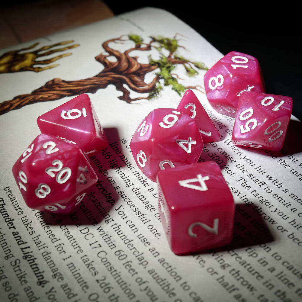 Rose Garden - 7 Piece DnD Dice Set | Acrylic RPG Gaming Dice (ONLINE ORDER ONLY)