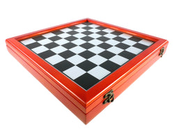 Chess Set -Robin Hood Resin Chessmen on Cherry Stained Chest (ONLINE ORDER ONLY)