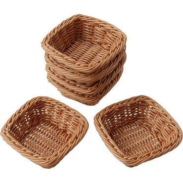 Basket: 5" Square Plastic Woven Baskets Set/6 (ONLINE ORDER ONLY)