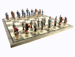 Chess Set - Civil War Resin Chess pieces Generals on Grey/Ivory Chess Board (ONLINE ORDER ONLY)