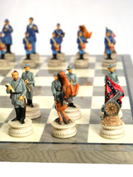 Chess Set - Civil War Resin Chess pieces Generals on Grey/Ivory Chess Board (ONLINE ORDER ONLY)