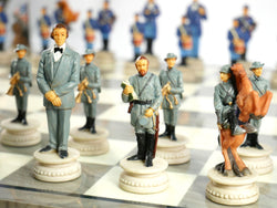 Chess Set - Civil War Resin Chess pieces Generals on Grey/Ivory Chess Board (ONLINE ORDER ONLY)