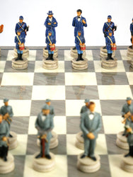 Chess Set - Civil War Resin Chess pieces Generals on Grey/Ivory Chess Board (ONLINE ORDER ONLY)