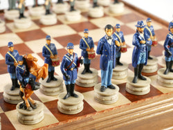 Chess Set - Civil War Resin Chessmen on Walnut/Maple Chest (ONLINE ORDER ONLY)