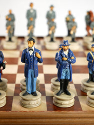 Chess Set - Civil War Resin Chessmen on Walnut/Maple Chest (ONLINE ORDER ONLY)