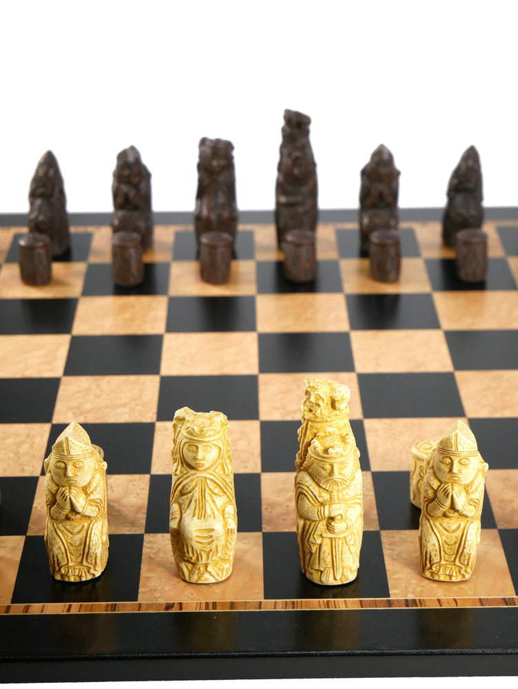 Chess Set - Medieval Resin Chessmen on Ebony/Birdseye Board (ONLINE ORDER ONLY)