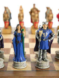 Chess Set - King Arthur Resin Chessmen on Walnut/Maple Chess Board (ONLINE ORDER ONLY)
