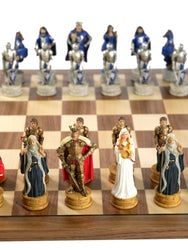 Chess Set - King Arthur Resin Chessmen on Walnut/Maple Chess Board (ONLINE ORDER ONLY)