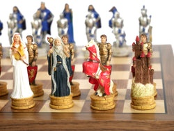 Chess Set - King Arthur Resin Chessmen on Walnut/Maple Chess Board (ONLINE ORDER ONLY)