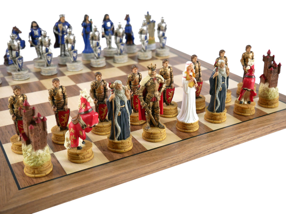 Chess Set - King Arthur Resin Chessmen on Walnut/Maple Chess Board (ONLINE ORDER ONLY)