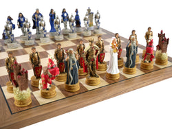 Chess Set - King Arthur Resin Chessmen on Walnut/Maple Chess Board (ONLINE ORDER ONLY)