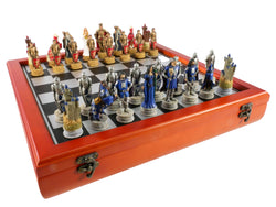 Chess Set - King Arthur Resin Chessmen on Cherry Chest (ONLINE ORDER ONLY)