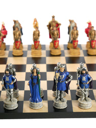 Chess Set - King Arthur Resin Chessmen on Black/Maple Chess Board (ONLINE ORDER ONLY)