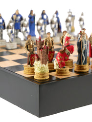 Chess Set - King Arthur Resin Chessmen in Black/Maple Chest (ONLINE ORDER ONLY)