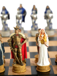Chess Set - King Arthur Resin Chessmen in Black/Maple Chest (ONLINE ORDER ONLY)