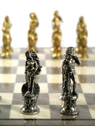 Chess Set - Florence Metal Men on Grey Briarwood Chess Board (ONLINE ORDER ONLY)
