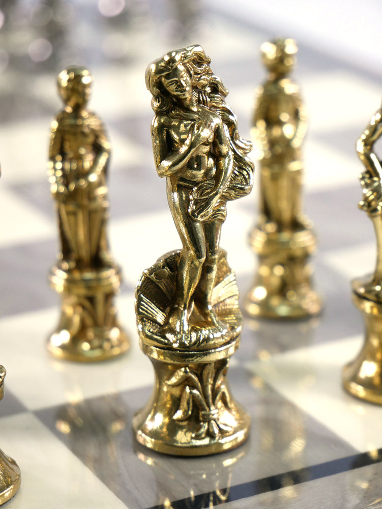 Chess Set - Florence Metal Men on Grey Briarwood Chess Board (ONLINE ORDER ONLY)