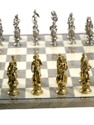 Chess Set - Florence Metal Men on Grey Briarwood Chess Board (ONLINE ORDER ONLY)