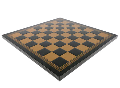 Chess Board - 13" Black & Gold Faux Leather Chess Board (ONLINE ORDER ONLY)