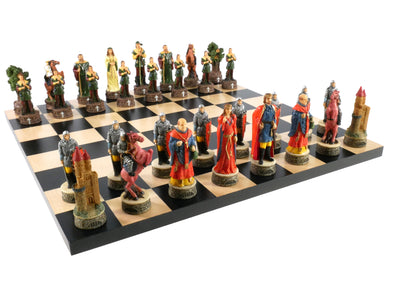 Chess Set -Robin Hood Resin Chessmen on Black/Maple Chess Board (ONLINE ORDER ONLY)