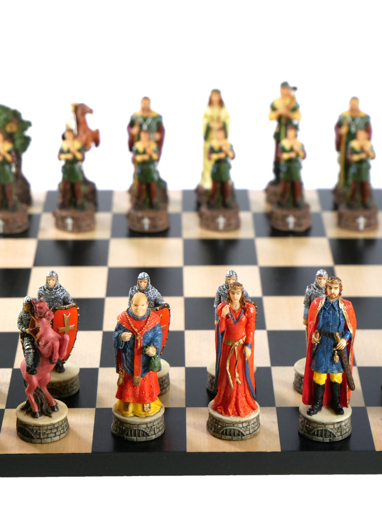 Chess Set -Robin Hood Resin Chessmen on Black/Maple Chess Board (ONLINE ORDER ONLY)