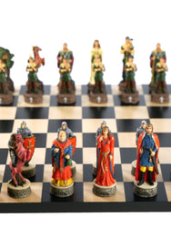 Chess Set -Robin Hood Resin Chessmen on Black/Maple Chess Board (ONLINE ORDER ONLY)