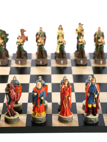 Chess Set -Robin Hood Resin Chessmen on Black/Maple Chess Board (ONLINE ORDER ONLY)