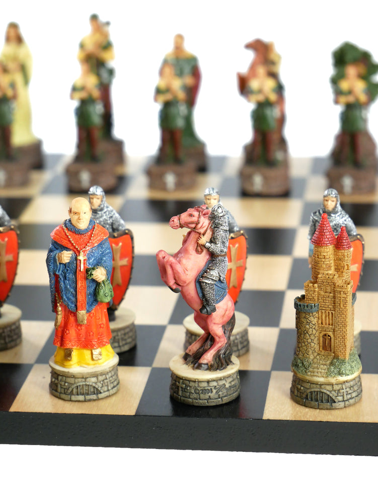 Chess Set -Robin Hood Resin Chessmen on Black/Maple Chess Board (ONLINE ORDER ONLY)