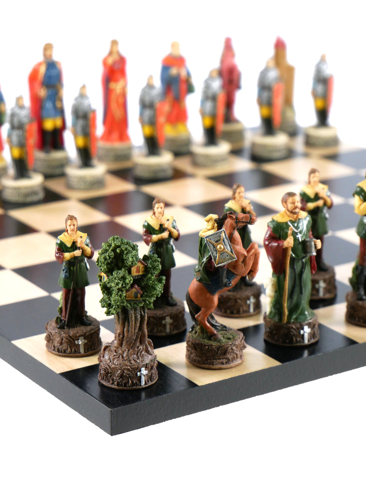 Chess Set -Robin Hood Resin Chessmen on Black/Maple Chess Board (ONLINE ORDER ONLY)