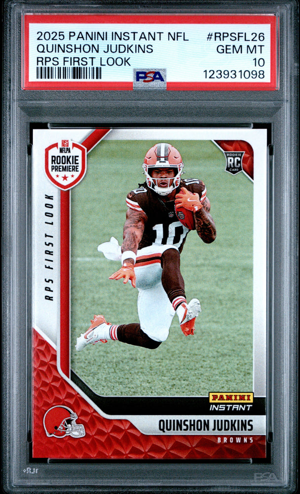 Graded 2025 Panini Instant Quinshon Judkins #RPSFL26 RPS First Look Rookie RC Football Card PSA 10 Gem Mint (ONLINE ORDER ONLY)