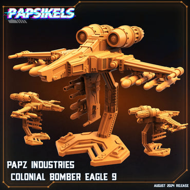 3D Printed Papsikels August 2024 Scifi Papz Industries Colonial Bomber Eagle 9 28mm 32mm (Online Only)