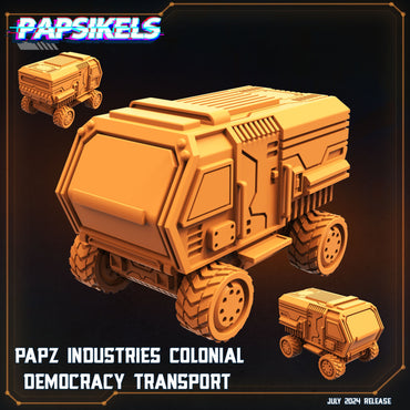 3D Printed Papsikels Papz Industries Colonial Democracy Transport July 2024 Scifi 28mm 32mm (Online Only)