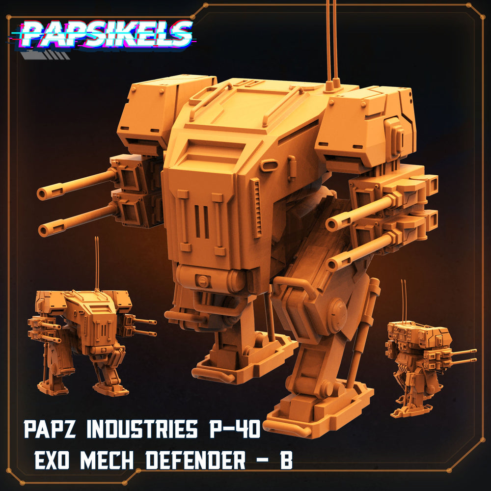 3D Printed Papsikels Papz Industries P 40 Exo Mech Defender B July 2024 Scifi 28mm 32mm (Online Only)