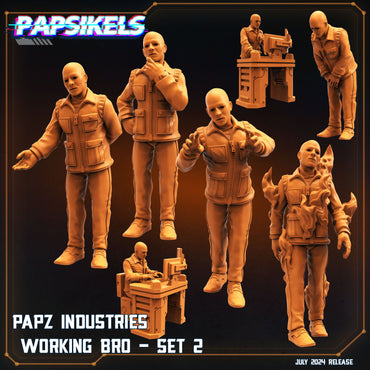 3D Printed Papsikels Papz Industries Working Bro Set July 2024 Scifi 28mm 32mm (Online Only)