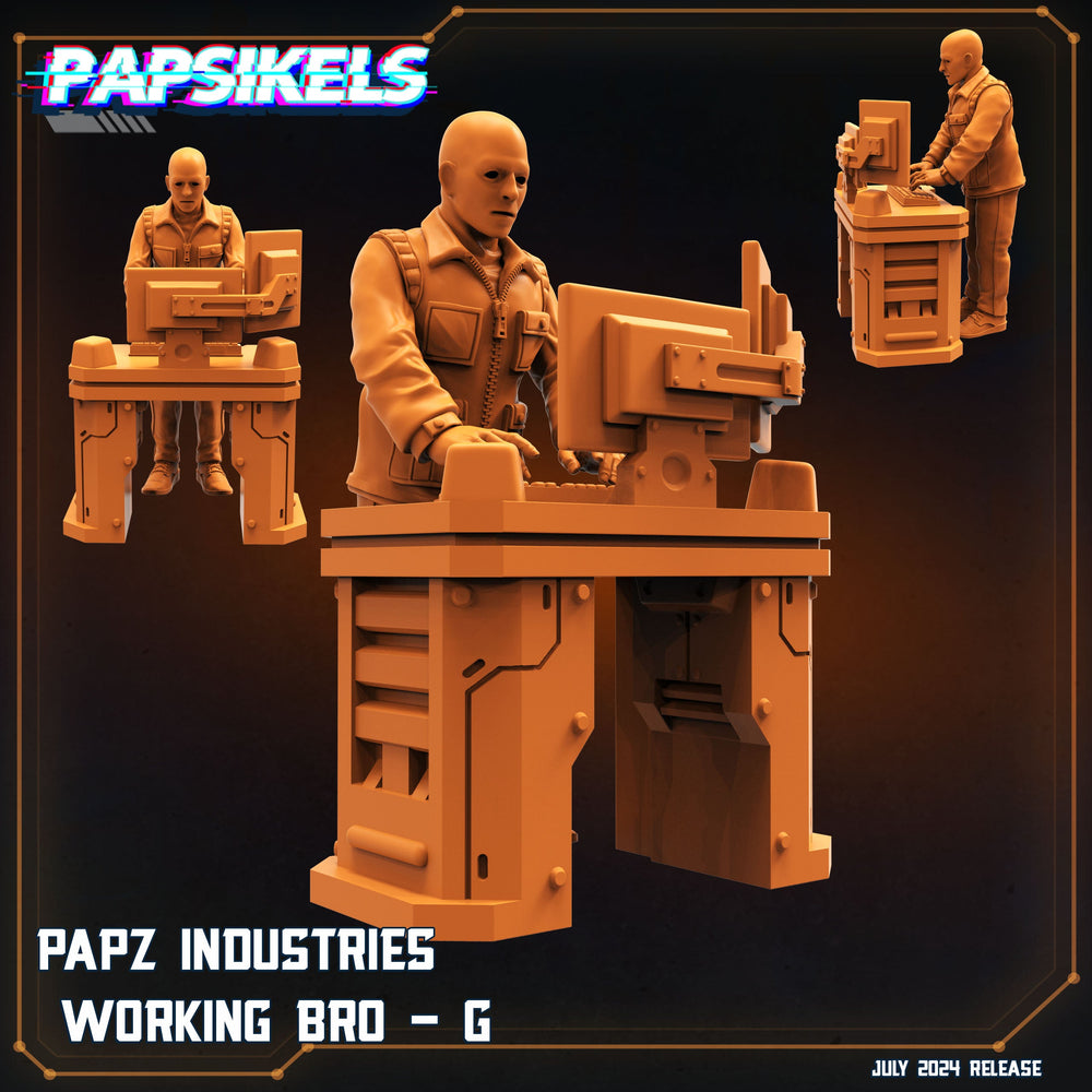 3D Printed Papsikels Papz Industries Working Bro Set July 2024 Scifi 28mm 32mm (Online Only)