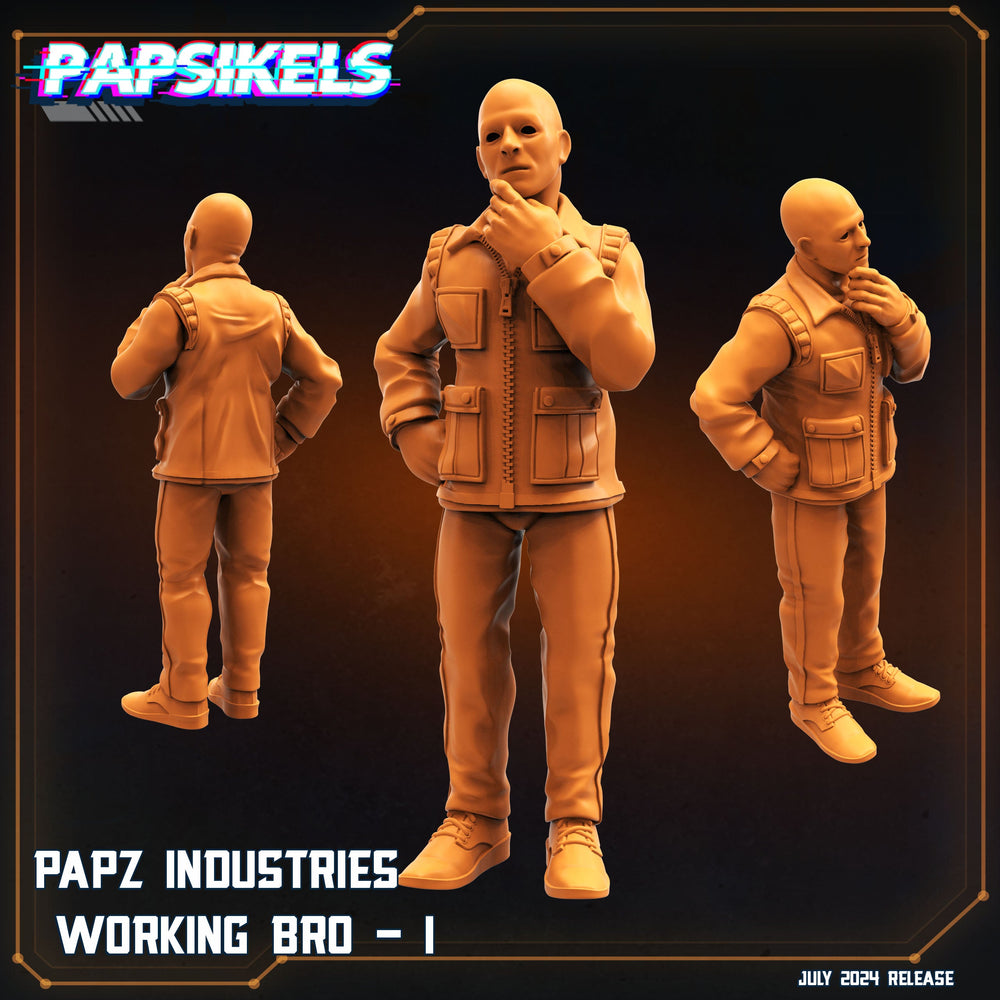 3D Printed Papsikels Papz Industries Working Bro Set July 2024 Scifi 28mm 32mm (Online Only)