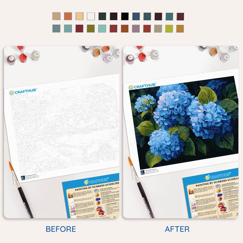 Blue Hydrangeas - Paint By Numbers Kit (ONLINE ORDER ONLY)