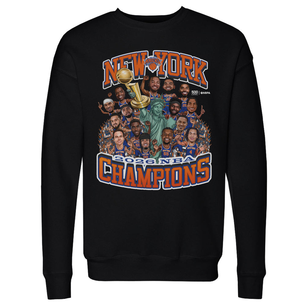 New York Knicks NBA Finals 2026 Champions Caricature WHT (ONLINE ORDER ONLY)