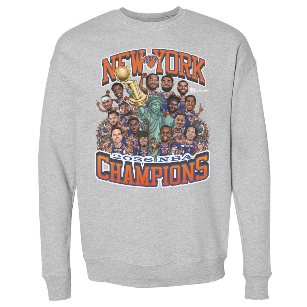New York Knicks NBA Finals 2026 Champions Caricature WHT (ONLINE ORDER ONLY)