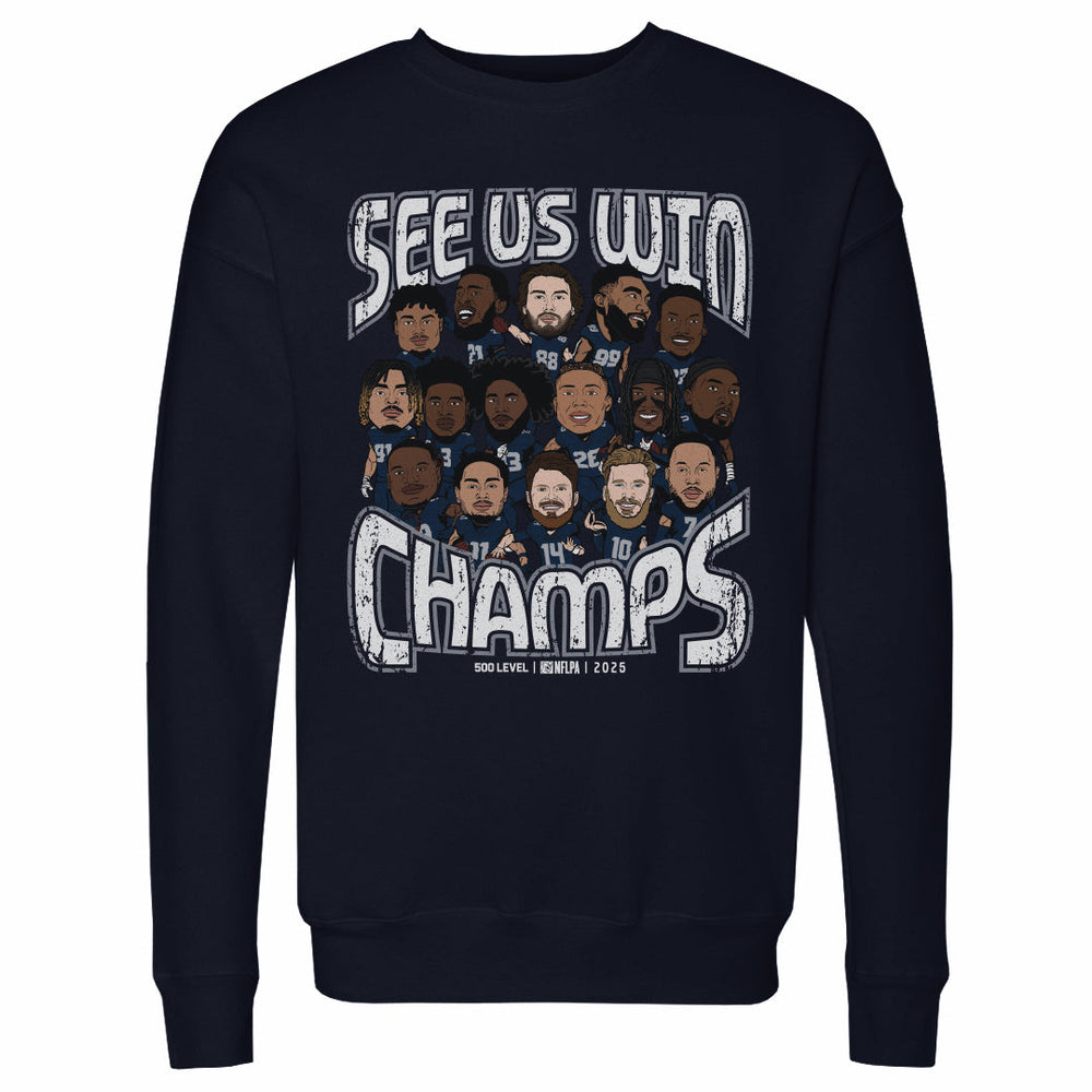 Seattle Football 2025 Champs Cartoon WHT (ONLINE ORDER ONLY)