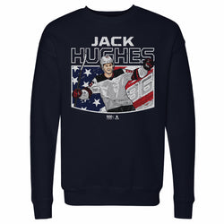 Jack Hughes New Jersey American Flag WHT