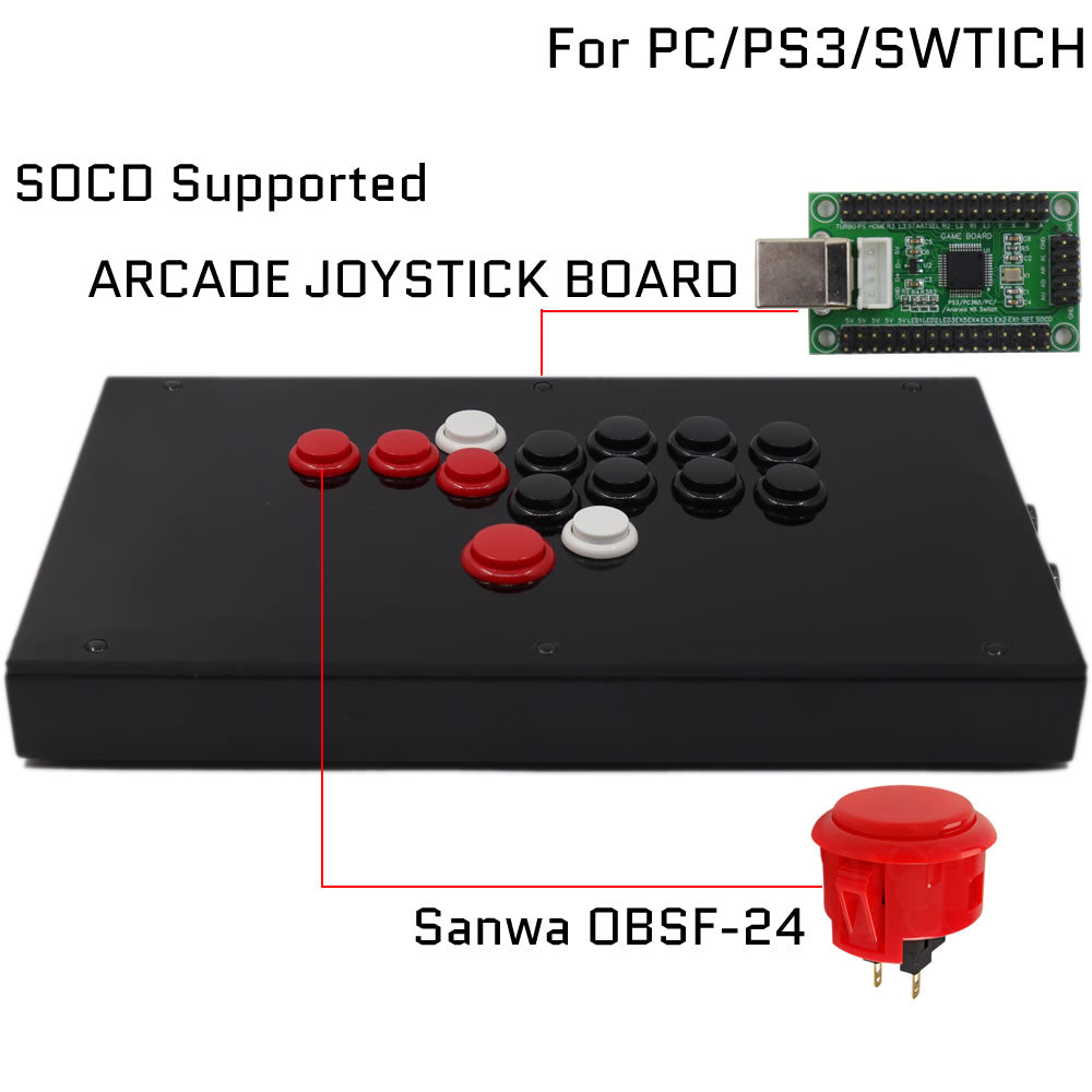 RAC-J803B All Button Leverless Arcade Game Controller for PC/PS/XBOX/SWITCH (Online Only)