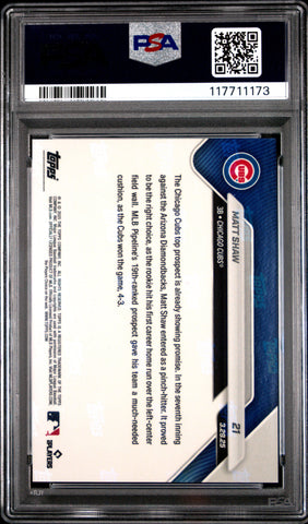 Graded 2025 Topps Now Matt Shaw #21 Rookie RC Baseball Card PSA 10 Gem Mint (ONLINE ORDER ONLY)