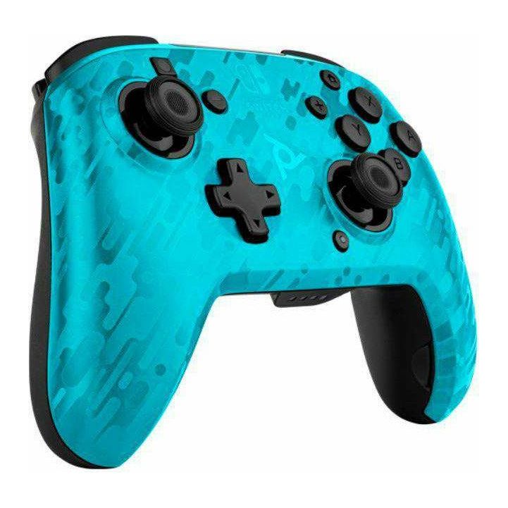 PDP Gaming Faceoff Wireless Deluxe Controller: Neon Blue Camo - Nintendo Switch (Online Order Only)